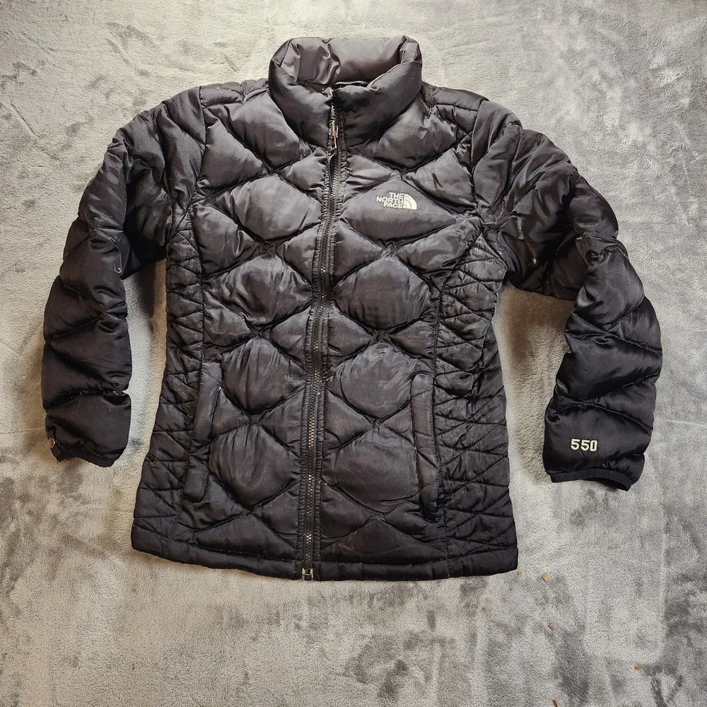 The North Face Jacket Girls Large Black Aconcagua 550 Down Puffer Quilted